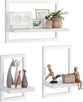 Imagen del producto de Uniqoos®: Juego de 3 estanterías flotantes modernas de metal, ideales para ahorrar espacio y decorar salones, dormitorios y oficinas