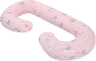 Image de Coussin de grossesse C pour allaitement et sommeil en rose - Coussin multifonctionnel en 100% coton avec certificat OEKO-TEX