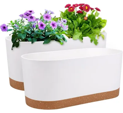 Produktbild von 2 Stück Fensterboxen selbstbewässernd 40 x 17,8 cm Weiß