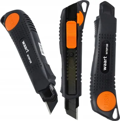 Produktbild von Nurzipper-Teppichmesser mit 18 mm gebrochener Klinge, Schwarz, ausziehbare SK4-Klinge.