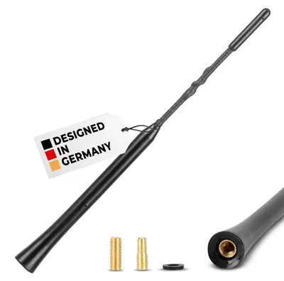 Obrázok produktu pre alca® Dachantenne Spiral 23 cm, univerzálna, rádio AM/FM, čierna + súprava adaptérov M5/M6, autoanténa, anténa z vláknového skla, náhradná anténa, krátka