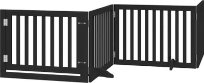 Immagine prodotto di vidaXL Cancelletto per cani 4 pezzi con porta pieghevole nero 320 cm in legno di pioppo