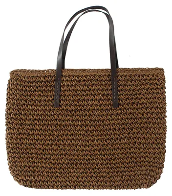 Produktbild von Große, handgefertigte Strohtasche für Damen, ideal für Strand und Freizeit, dunkelbraun