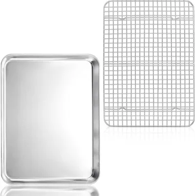 Zdjęcie produktu dla Herogo blacha do pieczenia z podstawką ze stali nierdzewnej 40,5 x 30,4 cm