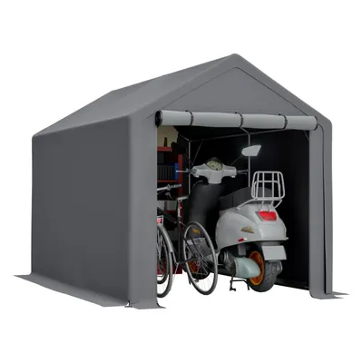 Produktbild von Multifunktions-Gerätehaus Dunkelgrau Fahrradgarage, Gartenhaus, Werkzeugzelt, Lagerzelt – 296x190x200cm