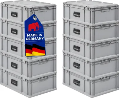 Produktbild von SuperSparSet 10x Eurobox NextGen Portable  Germany | HxBxT 23,5x40x60cm | 44 Liter | Grau | Eurobehälter, Transportbox, Transportbehälter, Stapelbehälter