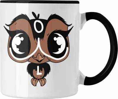 Produktbild von Trendation - Eulen Tasse Geschenk für Eulenliebhaber (Schwarz)