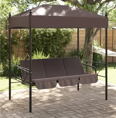 Productafbeelding van Maison Exclusive - Hollywoodschommel met dak, koffiebruin, staal