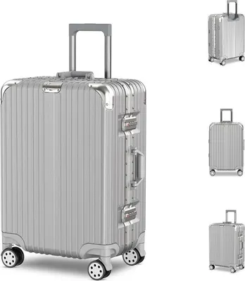 Produktbild von Voyagoux® AEON Koffer - Koffer - 72L - TSA-Schloss - Mit Rollen - Silber - Aluminiumrahmen