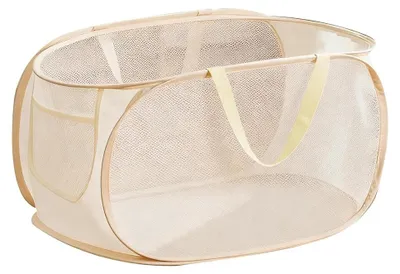 Klappbarer Wäschekorb beige, Pop-Up, mit Griff, 1 Stück