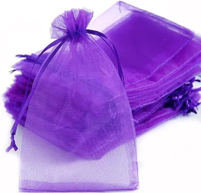 50 Stück Organza Beutel für Geschenke, Partys und Hochzeiten - 7 x 9 cm, lila Zugbandbeutel für Süßigkeiten und Schmuck