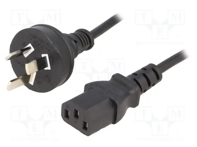 Productafbeelding van 1x IEC C13 kabel, flexibel, AS/NZS 3112 (I) stekker, 1,8 meter, zwart, voor computerstroomvoorziening