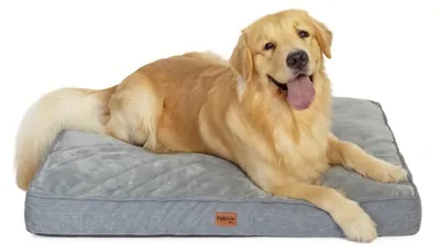 Productafbeelding van Pebble Orthopedisch Hondenkussen 100x75 cm Grijs - Wasbaar - Flanel - Afneembare Hoes - Waterafstotend - Benchkussen - Voor Grote Honden