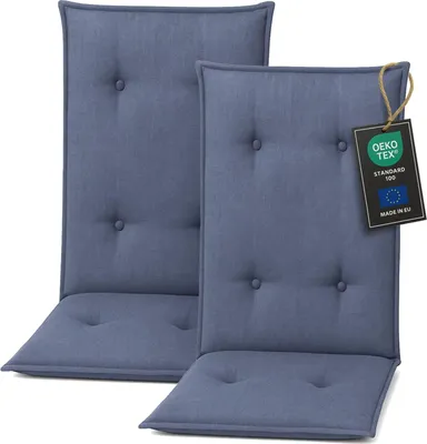 Obrázek produktu pro Pillows24 Polštář pro venkovní židle -120x50x8 cm / Modrá / Prošívané - Polštář, sedák na židli, sedák na zahradní nábytek, zahradní židle