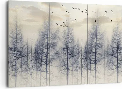 Produktbild von Bild auf Leinwand - Leinwandbild - 3 Teile - Bäume Vögel Himmel - 165x110cm - Wand Bild - Wanddeko - Wandbilder - Leinwanddruck - Bilder - Wanddekoration - Leinwand bilder - Wandbild - CE165x110-4546