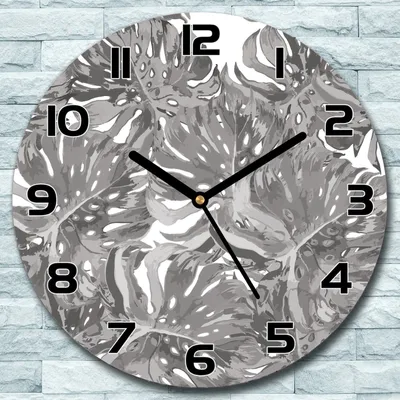 Produktbild von Wanduhr aus Glas Rund fi 30 Graue Fensterblätter Quarz Deko Schlafzimmer Büro