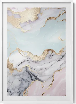 Produktbild von Marmor– Wandbild mit Rahmen – Gerahmtes Bild  – Wanddekoration – 70x100 cm –  Weiß Rahmen