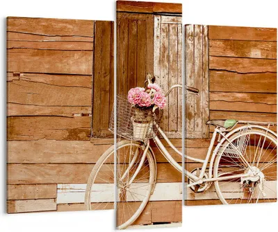Produktbild von Bild auf Leinwand - Leinwandbild - Fahrrad Blume Korb alt - 95x80cm - Wand Bild - Wanddeko - Leinwanddruck - Bilder - Kunstdruck - Wanddekoration - Leinwand bilder - Wandkunst - CB95x80-2954