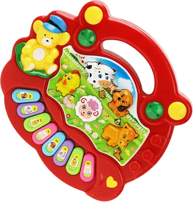 Produktbild von Elektronisches Baby-Instrument, Bauernhoftier-Tastatur, Spielzeug für Kinder, pädagogisches Musikspielzeug, Rot