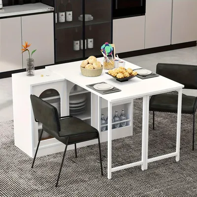 Immagine prodotto di Tavolo bar girevole - Mobile bar - Tavolo da pranzo - Mobile contenitore - Tavolo da cucina - Girevole a 360° - Piano allungabile