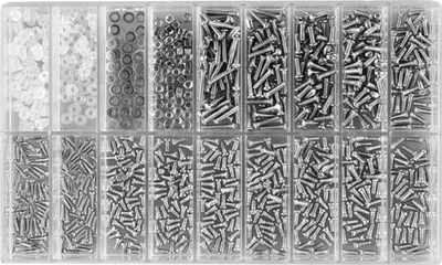 Produktbild von Schrauben Sortiment, 1000 Stück, verschiedene Größen, in Sortierbox, ideal für alle Uhren- und Optikarbeiten