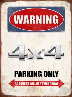 Produktbild von vianmo Holzschild 40x30 cm Warning 4x4 Parking only