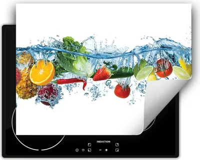 Produktbild von DarHaus Herdabdeckplatte 70x52 cm Anti Rutsch Matte Aufrollbar, Früchte - Gemüse