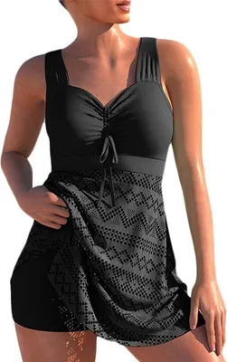 Produktbild von Tankini Set Bauchweg Push up Bademoden Cut Out Tank Top Bikini Swimsuits mit Badeshorts Damen Zweiteilig Badeanzug Große Größen Schwimmanzug Damen