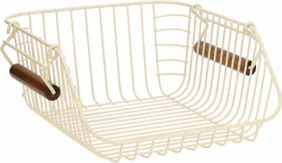 Zdjęcie produktu dla ESTIA | Kosz do przechowywania – kosz siatkowy – 26 x 29 x 16 cm – metalowy – beżowy – kosz metalowy – kosz dekoracyjny – kosz