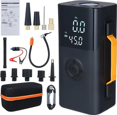 Obrázek produktu pro Nouzové startovací napájení vzduchová pumpa 10000mAh powerbanka, auto, kolo, motorka, huštění pneumatik basketbalu, LED SOS, univerzální klip, EVA taška