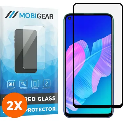 Produktbild von Mobigear Premium 4.99 Huawei P40 Lite E Panzerglas Gehärtetes Glas Displayschutz - Hüllenfreundlich - Schwarz (2er Pack)