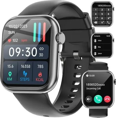 Obrázok produktu pre Inteligentné hodinky pre mužov a ženy s Bluetooth, 1,83-palcovým HD displejom, viac ako 110 športovými režimami, monitorovaním spánku, meraním SpO2, meraním srdcového tepu, certifikáciou IP68, fitness hodinkami pre iOS a Android