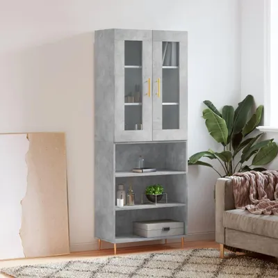 Produktbild von vidaXL Highboard Betongrau 69,5x34x180 cm Holzwerkstoff