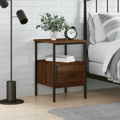 Image de vidaXL Table de nuit marron imitation chêne 34x36x50 cm bois composite