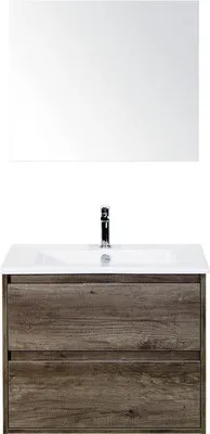 Produktbild von Sanox Badmöbel-Set Porto BxHxT 71 x 170 x 51 cm Frontfarbe nebraska oak mit Waschtisch Keramik weiß, Waschtischunterschr