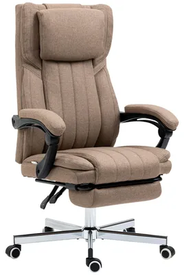 Produktbild von Massage-Bš¹rostuhl mit Fu?stš¹tze und Fernbedienung, Stoff in Leinenoptik, 65 x 61 x 108šC118 cm, Braun