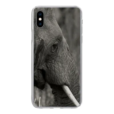 Produktbild von MuchoWow® Handyhülle Schutzhülle Hülle für iPhone Xs Elefant - Tiere - Schwarz - Weiß Silikon Softcase Handy Hülle - Handytasche
