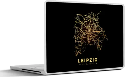 Produktbild von MuchoWow® Laptop Aufkleber Sticker Cover Leipzig - Gold - Karte - Stadtplan 40x30 cm - Laptop Dekoration - Selbstklebend