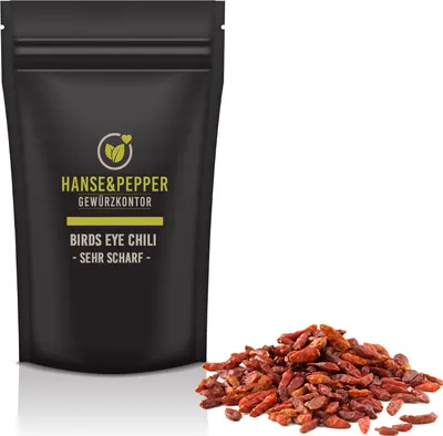 Produktbild von 250g Birds Eye Chili Schoten ganz extrem scharf Chilli in Spitzenqualität - Gourmet Serie