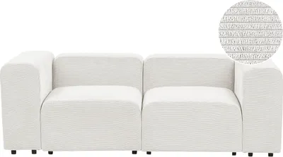 Produktbild von BELIANI 2-Sitzer Sofa Cremeweiß Cord-Stoffbezug Modular mit Breiten Hohen Armlehnen Niedrige Rückenlehne Modern Wohnzimmer Polstersofa Modulsofa