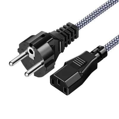 Produktbild von Netzkabel 3-polig, 3 m Nylon-Geflecht, CEE 7/7 auf IEC60320 C13, für PC, Monitore, Drucker, TV, PS3/PS4 Pro & Scanner