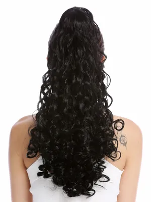 Produktbild von WIG ME UP Zopf Pferdeschwanz Voluminös Locken Schwarz 19AXL-V-1