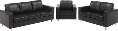 Produktbild von Couchgarnitur 3+2+1 - Kunstleder - Schwarz - ACKLEY