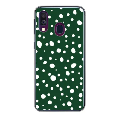 Produktbild von MuchoWow® Handyhülle Schutzhülle Hülle für Samsung Galaxy A40 Polka dots - Weiß - Grün Silikon Softcase Handy Hülle - Handy-Tasche