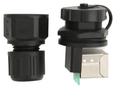 Image de Connecteur RJ45 à 90°, 8 broches, pont réseau, étanche