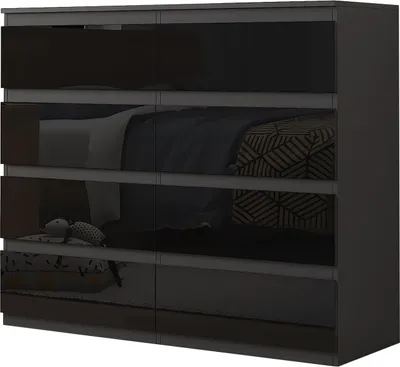A dresser with 8 drawers, shown from a 3/4 angle.