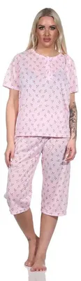 Produktbild von Damen Capri Pyjama mit kurzen Ärmeln; Rosa/L/40