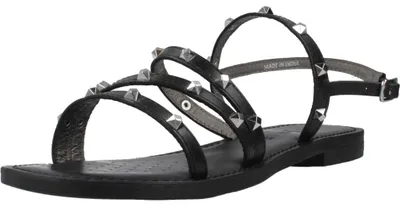 Produktbild von GEOX D MADDALUSIAC Sandalen aus Leder mit Riemen und flachem Absatz, Schwarz