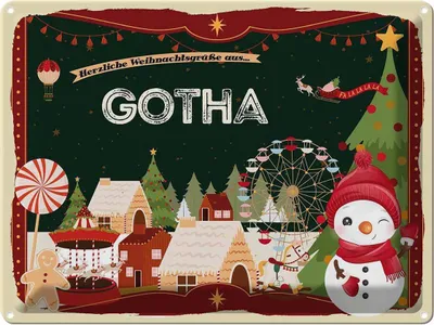 Produktbild von vianmo Blechschild 30x40 cm Weihnachtsgrüße aus Gotha Weihnachten