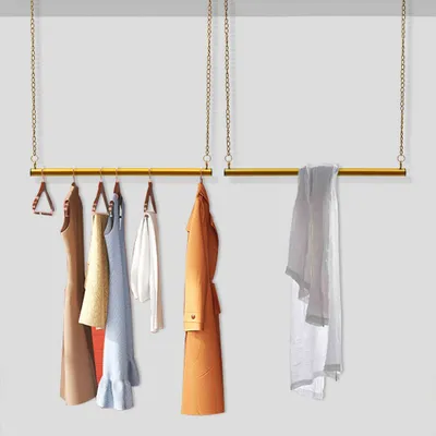 Zdjęcie produktu dla 2 sztuki wieszak na ubrania, półka wisząca 60 cm, półka ekspozycyjna na ubrania, stojak studyjny 60 cm, wieszak na ubrania, wieszak z łańcuchami